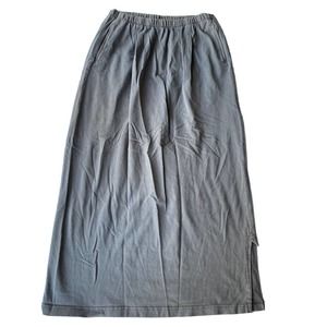 Nanette Keller Maxi Skirt Grey Cotton Women's Sz L Vintage Made In USA Casual